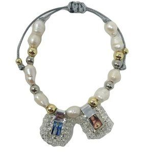 Virgen Milagrosa - Sagrado Corazon De Jesus Water Pearl Scapulars Clear